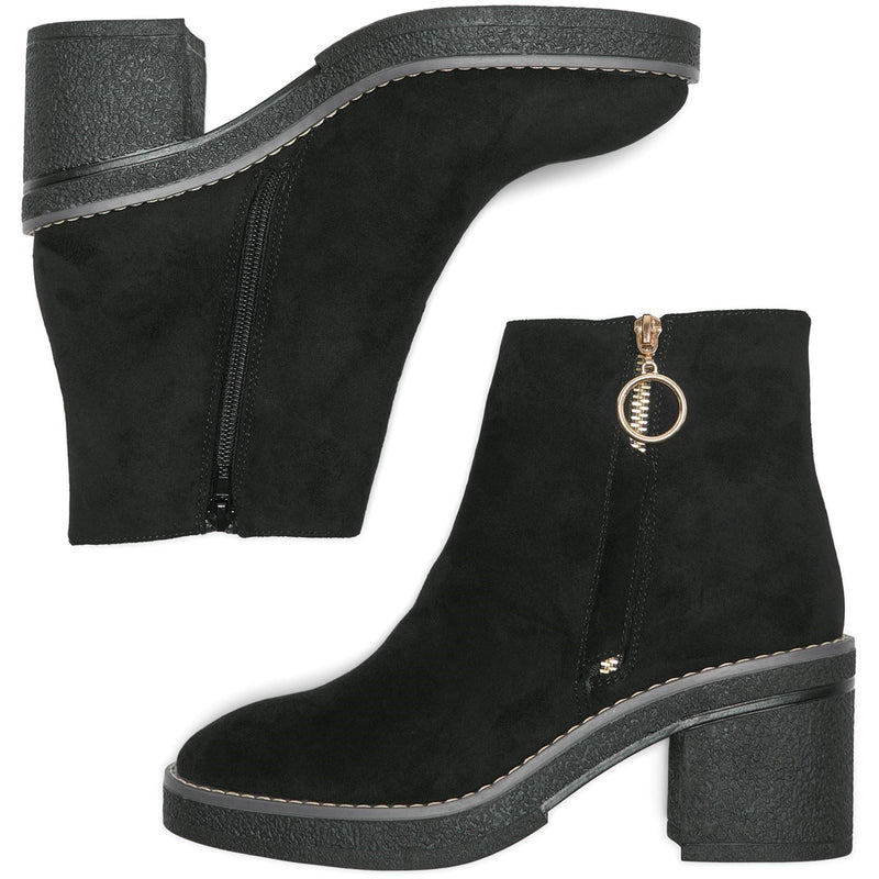 ONLY BABETTE Polyurethane Women's Black/Gold Heeled Ankle Boots