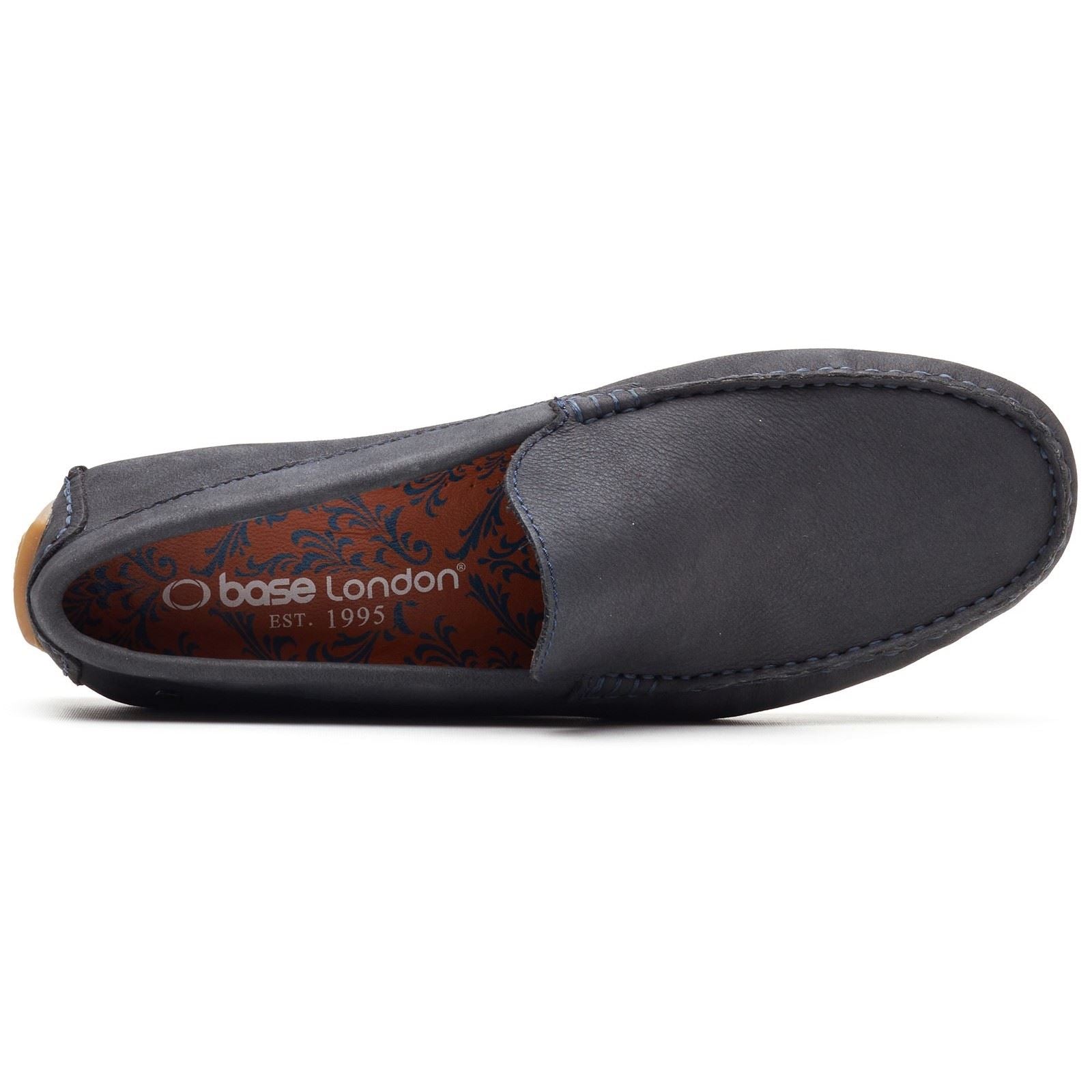 Base London Moss Driver Leather Men's Navy Loafers