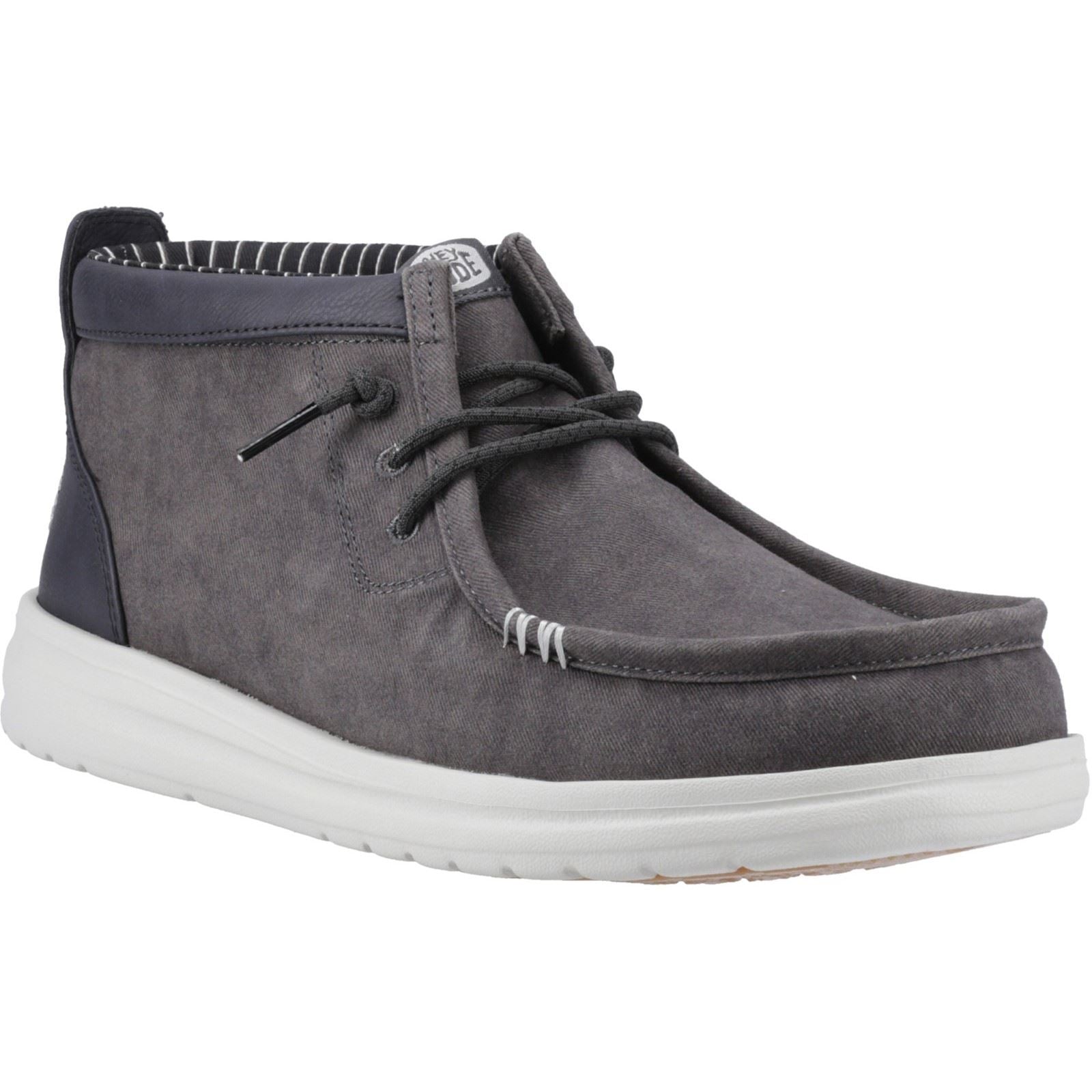 HEYDUDE Wally Mid GripR Cotton Men's Black Oyster/Black Ankle Boots