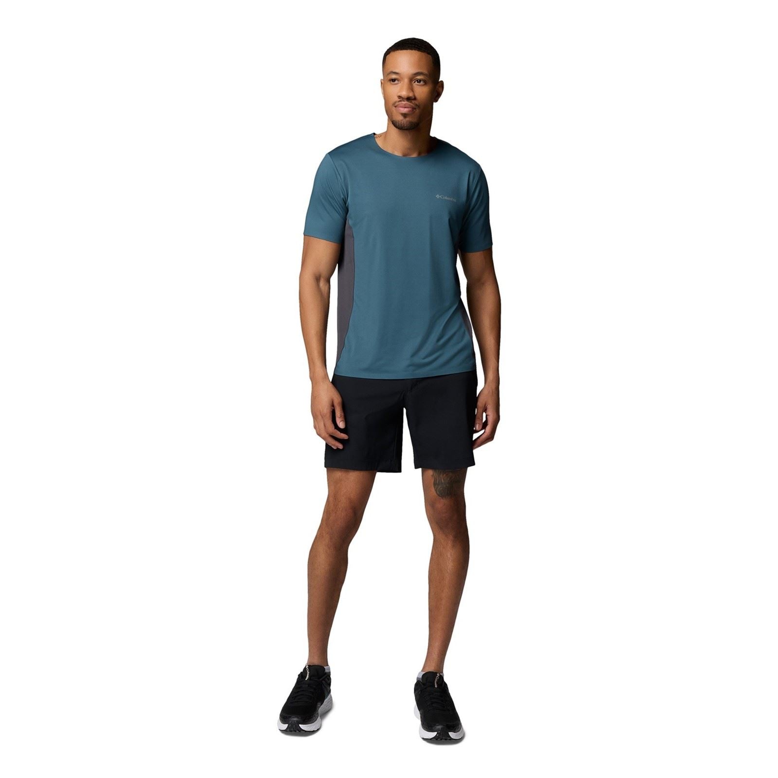 Columbia Three Pitch SS Crew Polyester Men's Blue Activewear T-Shirts