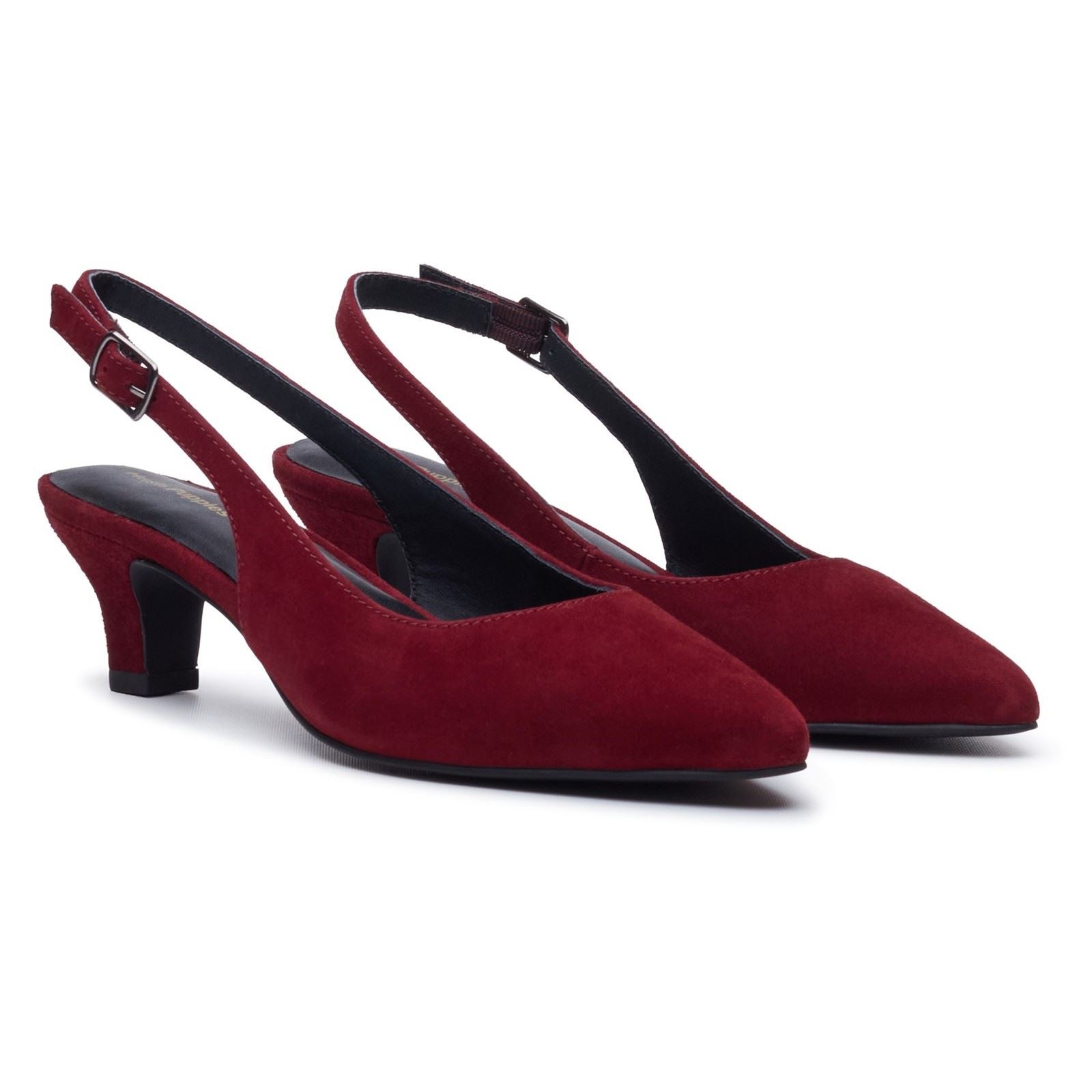 Hush Puppies Nahla Buckle Kitten Heel Women's Bordeaux Pointy Slingback Shoes