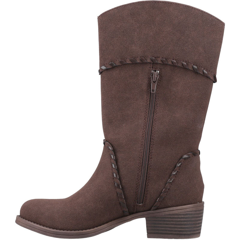 Rocket Dog Rowdy Faux Leather Women's Dark Brown Heeled Mid Calf Boots