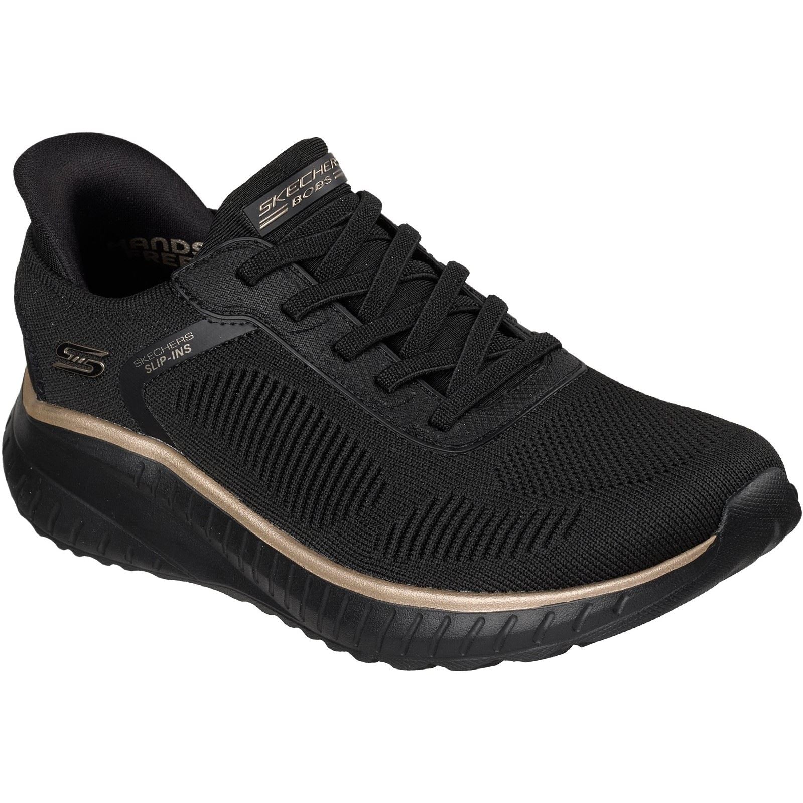 Skechers BOBS Sport Squad Chaos Textile Women's Black /Rose Gold Trainers
