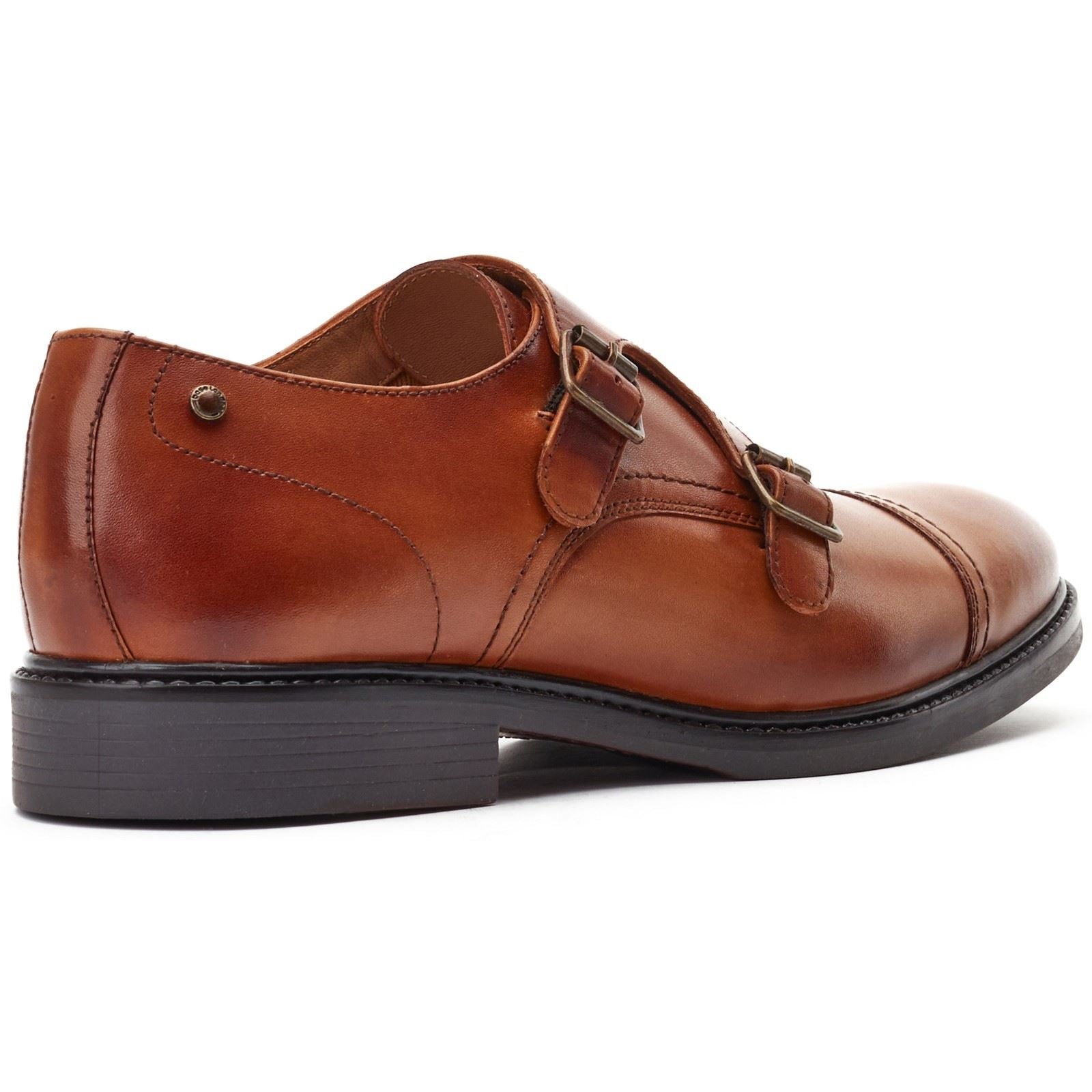 Base London Diablo Leather Men's Burnt Tan Double Monk Shoes