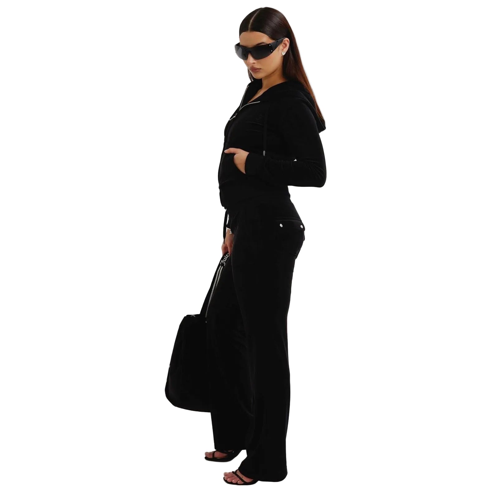 Juicy Couture Robertson Classic Jacket Polyester Women's Black Hooded Sweatshirt