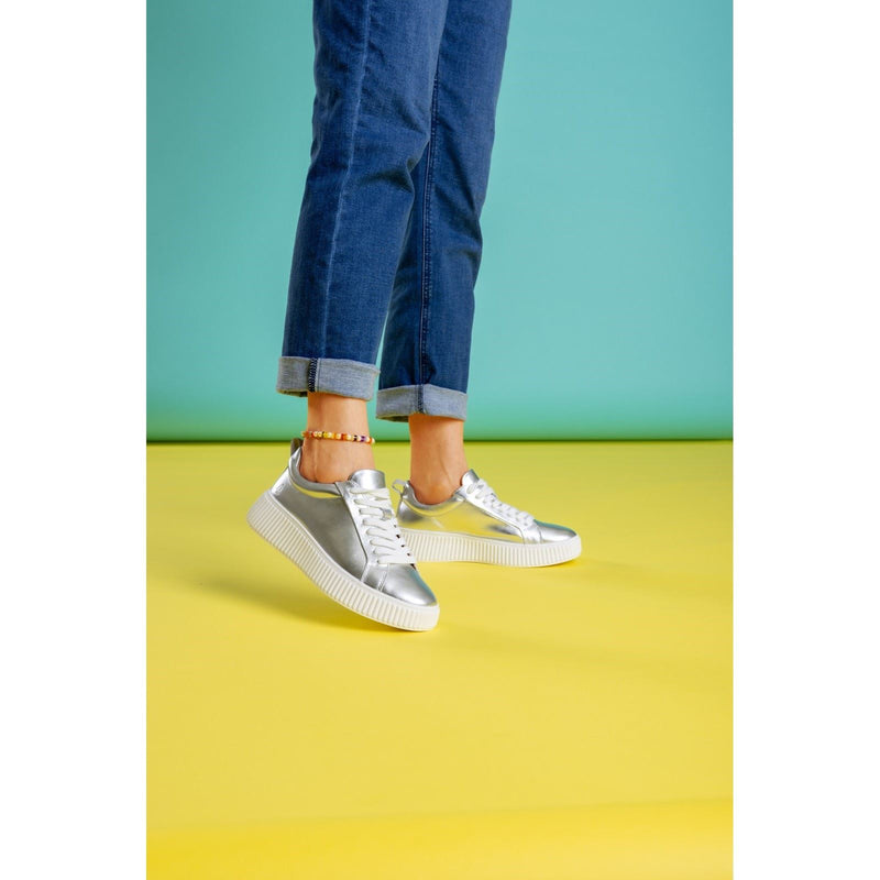 Hush Puppies Harlow Leather Women's Silver Sneakers