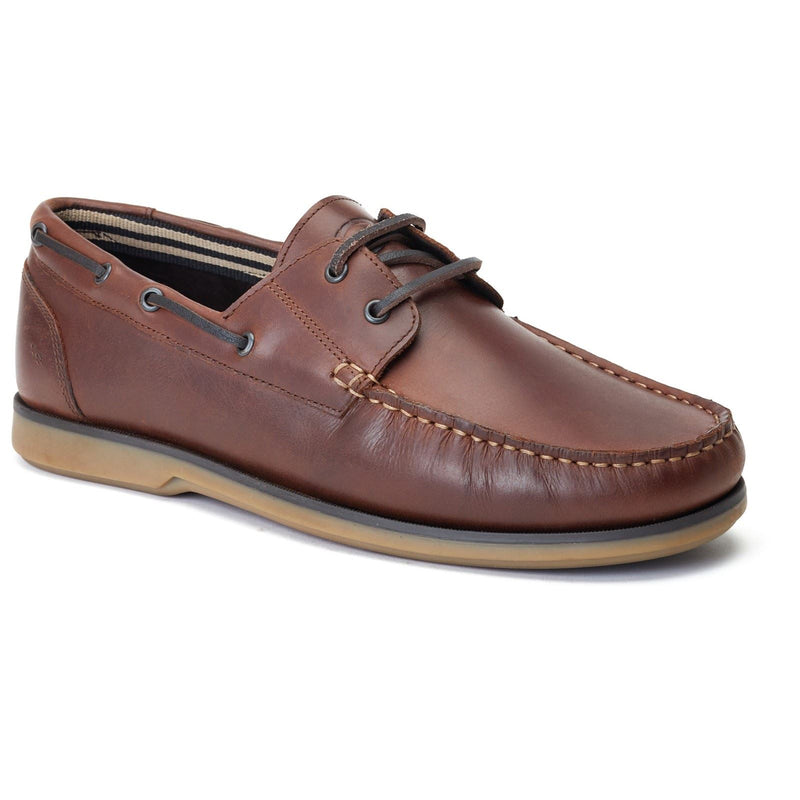 Base London Stern Leather Men's Burnt Brown Boat Shoes