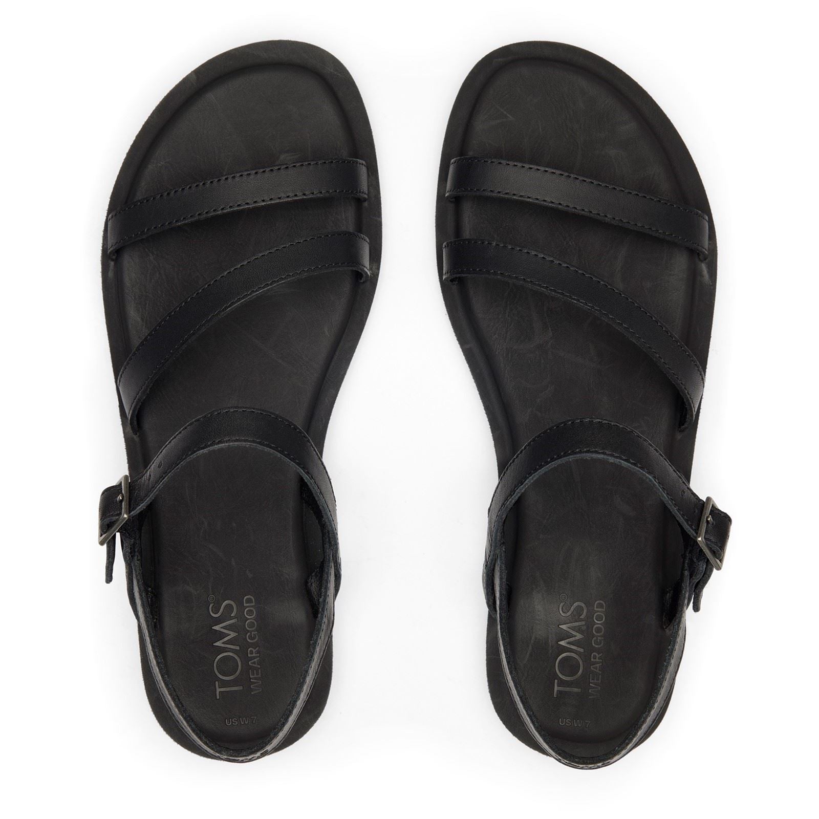 TOMS Kira Leather Women's Black Sandals