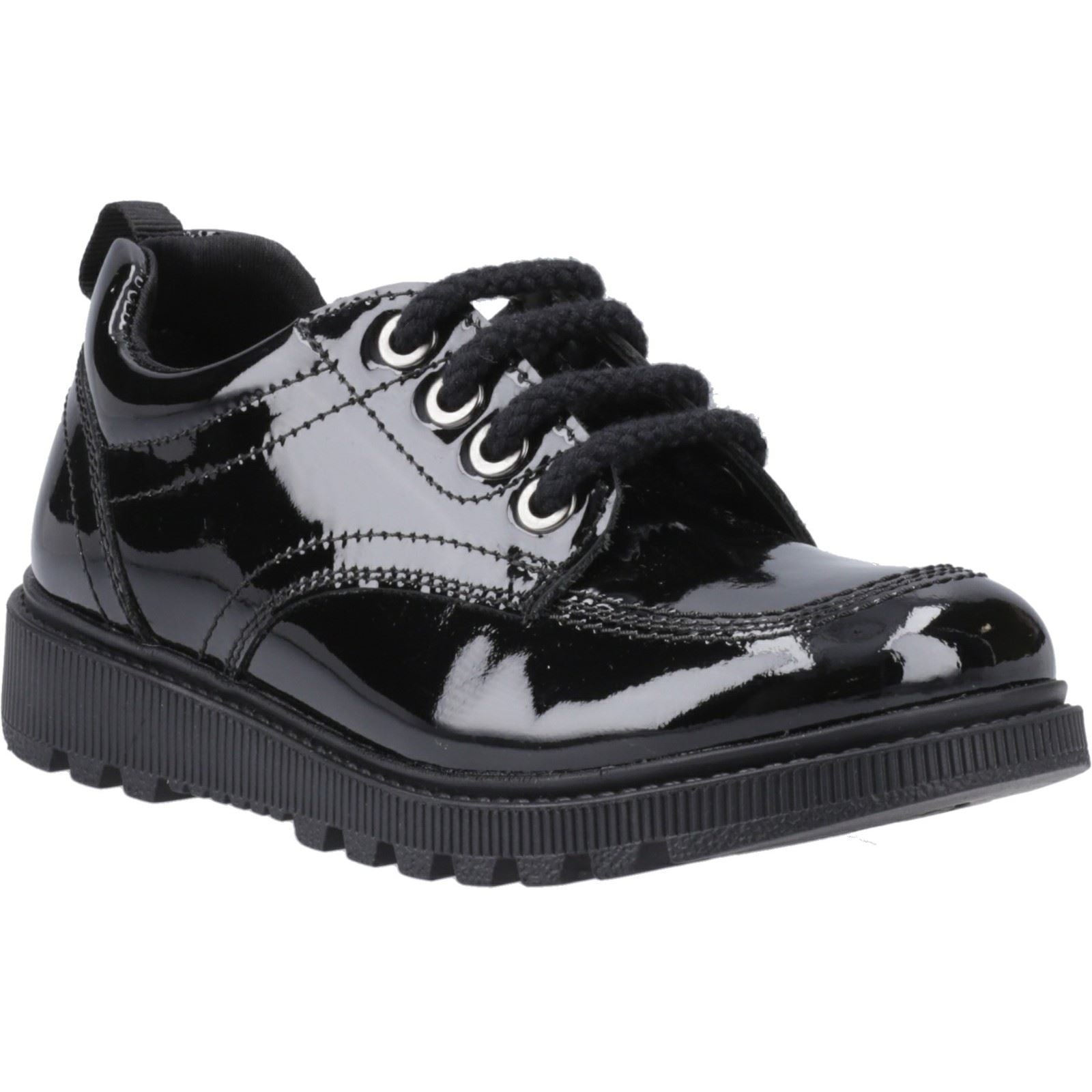 Hush Puppies Keeley Leather Girls's Black Lace-Up Shoes