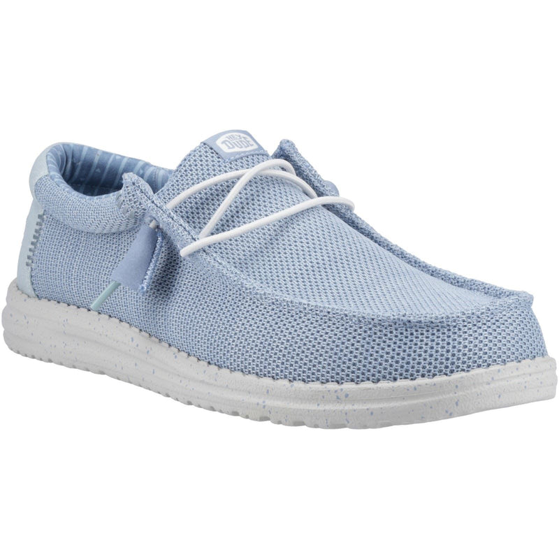HEYDUDE Wally Stretch Sox Synthetic Men's Cloud Blue/Dawn Blue Moccasins Shoes