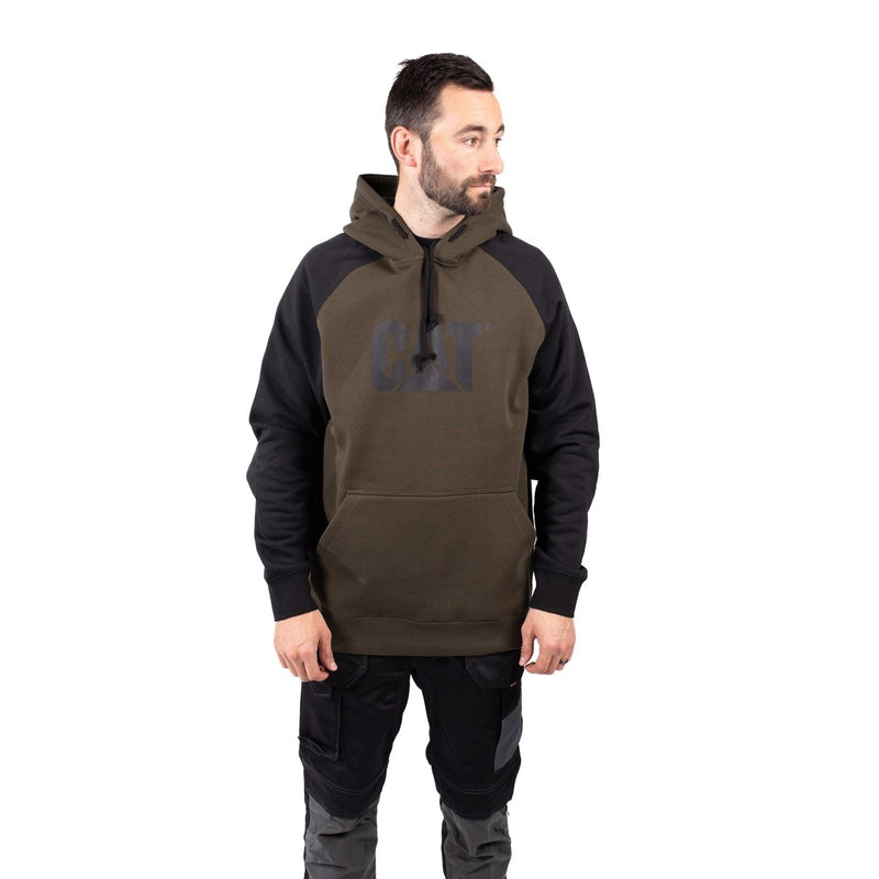Caterpillar Raglan Cotton Men's Moss Hooded Sweatshirt