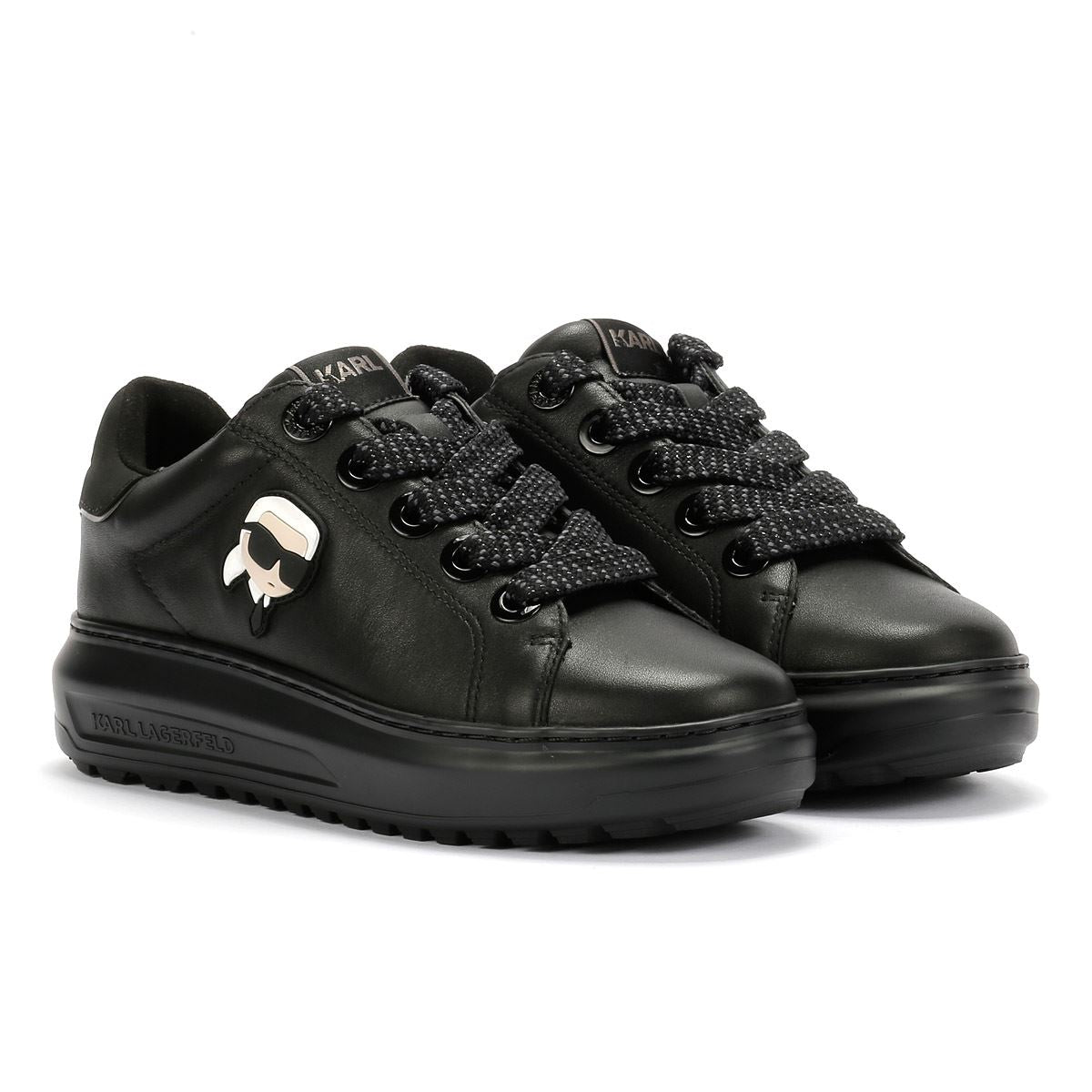Karl Lagerfeld Kapri Lug Karl NFT Lo Lace Leather Women's Black Sneakers