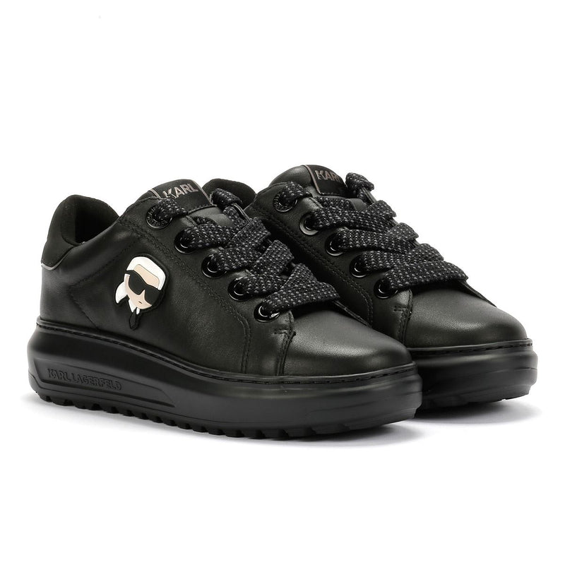 Karl Lagerfeld Kapri Lug Karl NFT Lo Lace Leather Women's Black Sneakers