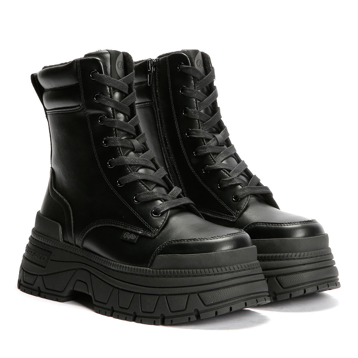 Buffalo Fusion Lace Up Mid Women's Black Boots