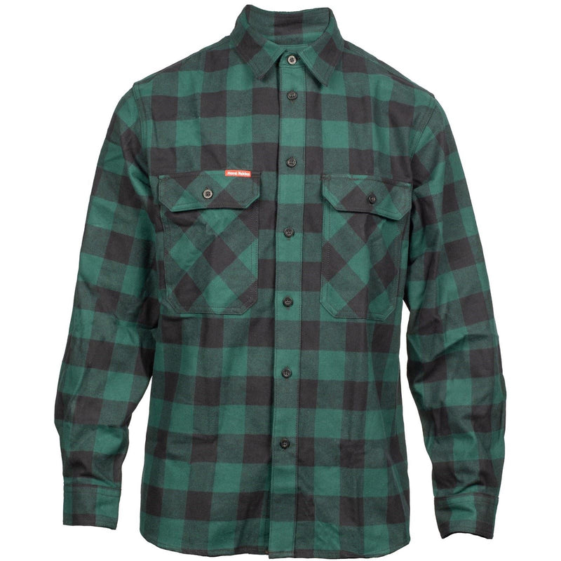 Hard Yakka Long Sleeve Check Flannel Cotton Men's Green Casual Shirt