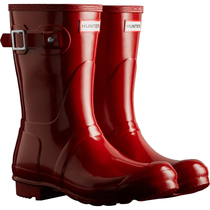 Hunter Original Short Gloss Rubber Women's Military Red Wellington Boots