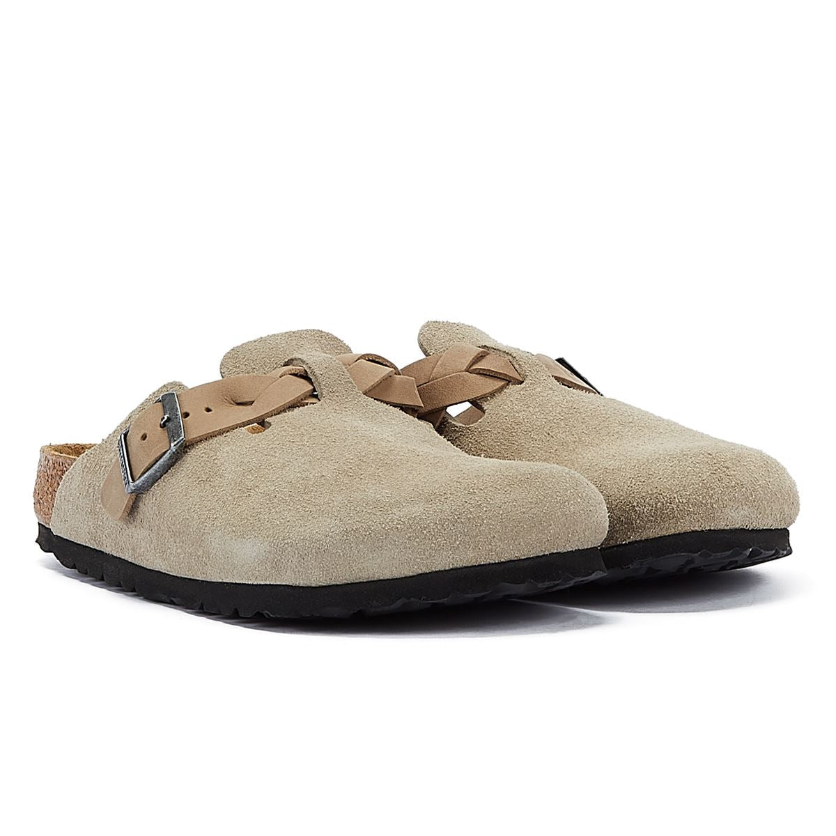 Birkenstock Boston Braided Taupe Suede Regular Clogs