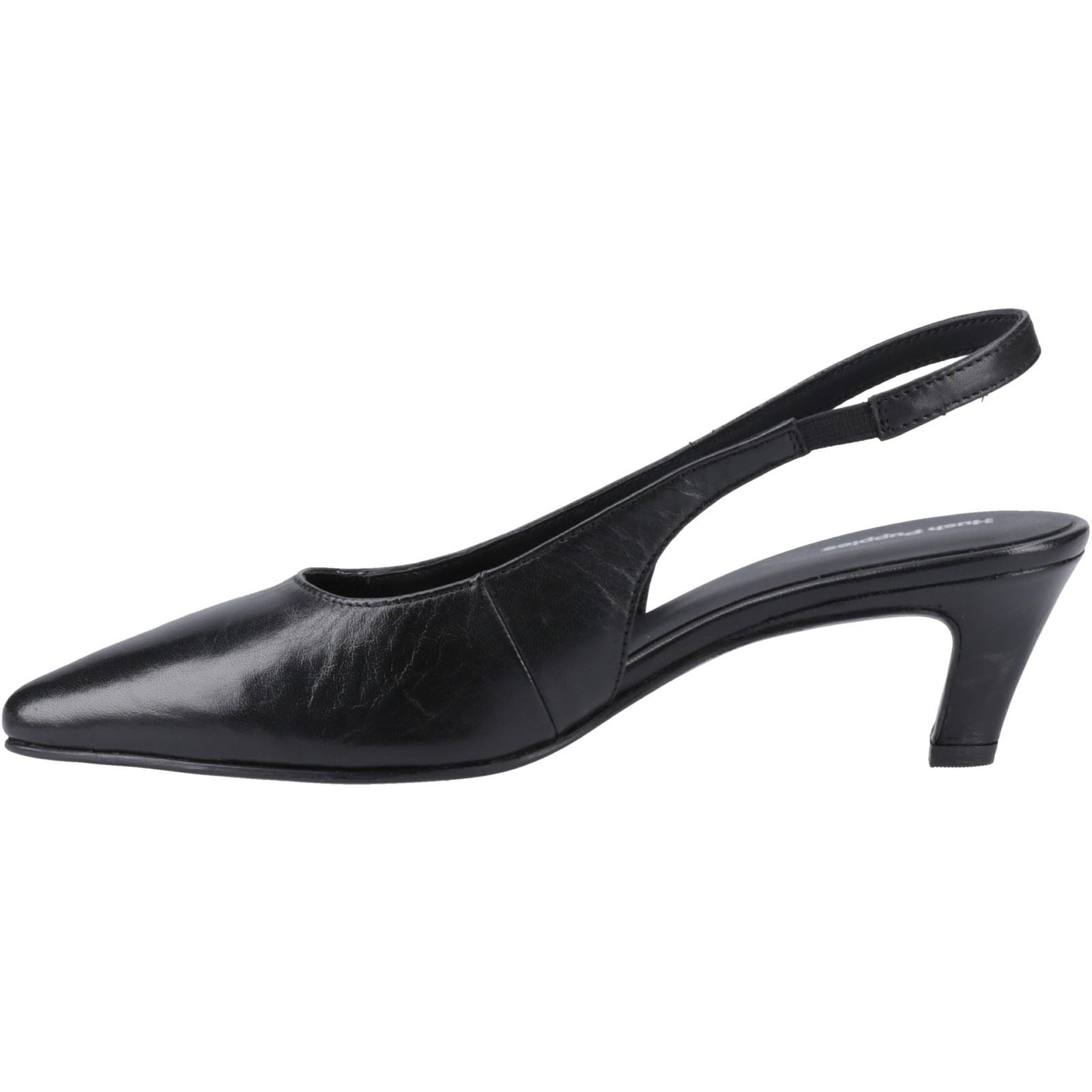 Hush Puppies Nahla Leather Women's Black Pointy Slingback Heels