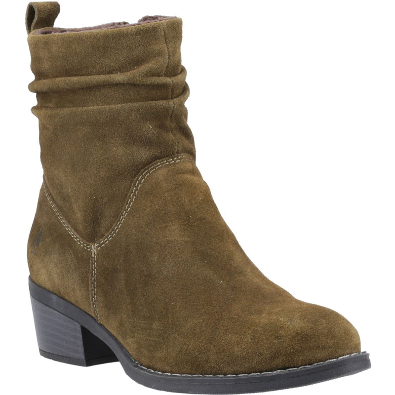 Hush Puppies Iris Suede Women's Khaki Heeled Ankle Boots