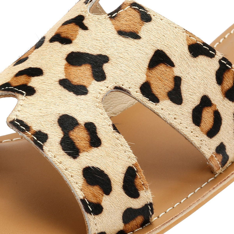 Tower London Cut Out Leather Women's Leopard Print Mules