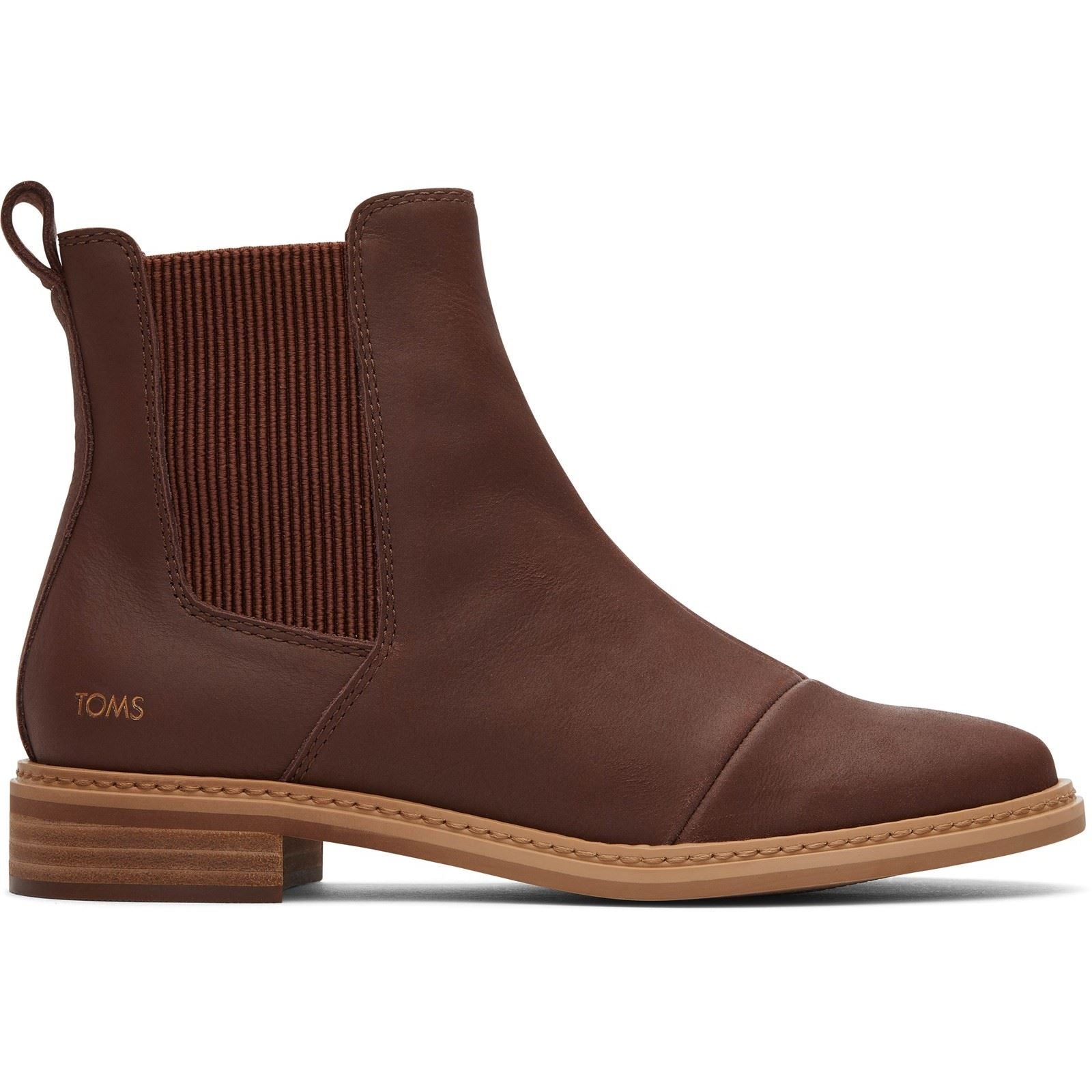 TOMS Charlie Leather Women's Chestnut Heeled Chelsea Boots