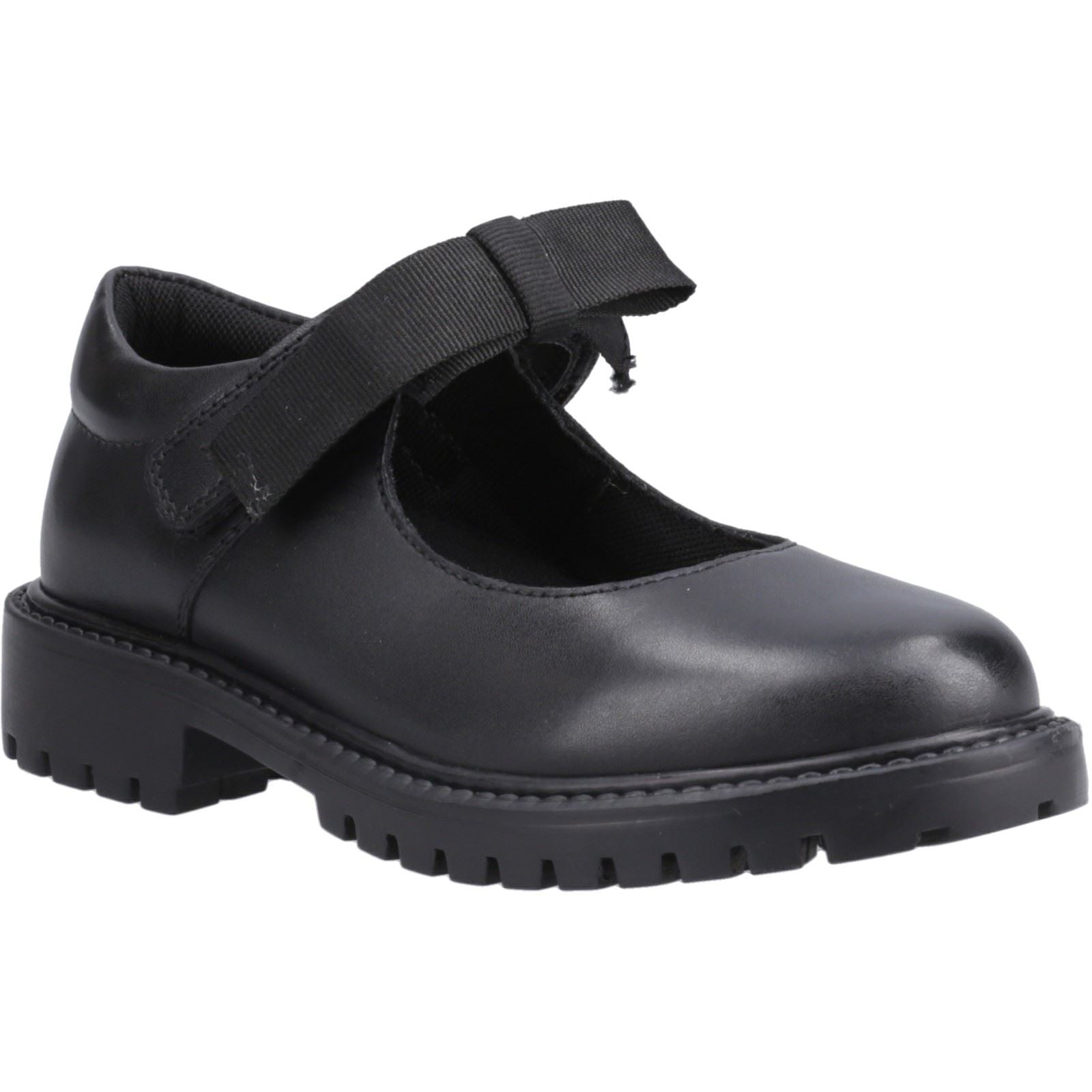 Hush Puppies Astrid Bow Leather Girls's Black Shoes