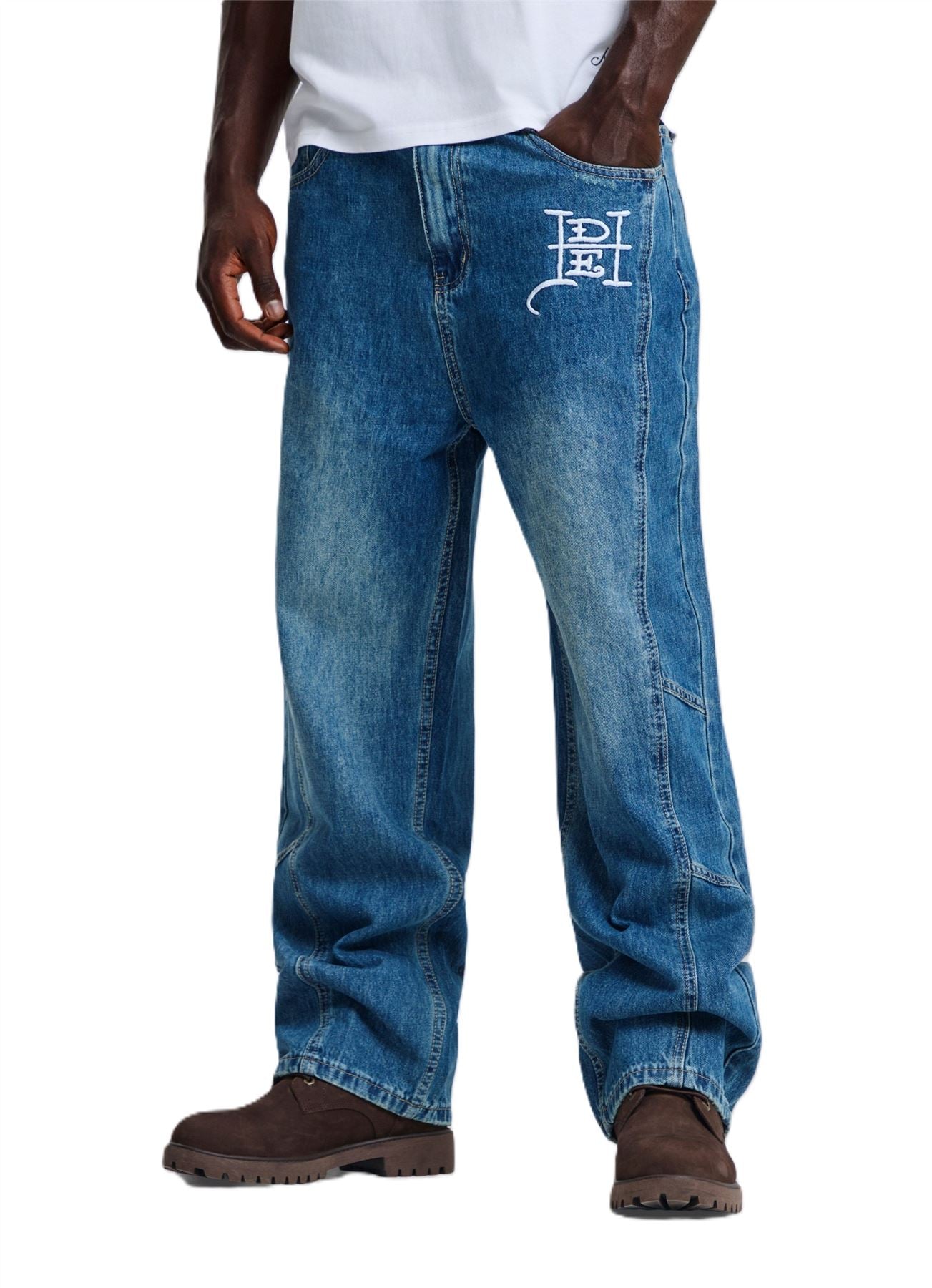 Ed Hardy Serpent Skull Graphic Relaxed Men's Mid Blue Jeans