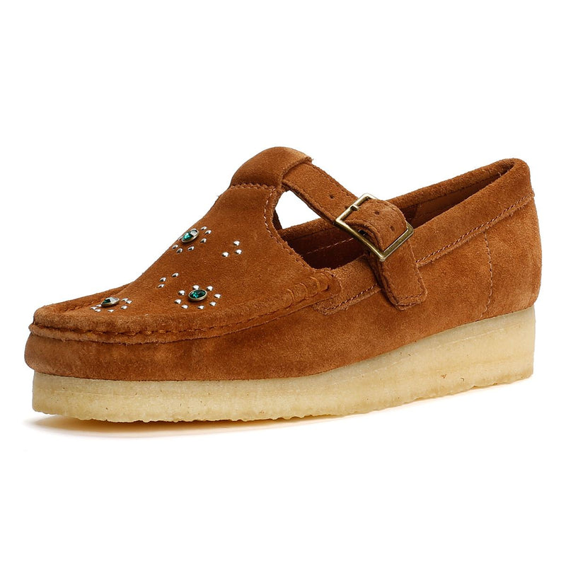 Clarks Originals Wallabee T Bar Suede Women's Brown Shoes