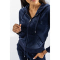 Juicy Couture Robertson Classic Jacket Polyester Women's Blue Hooded Sweatshirt