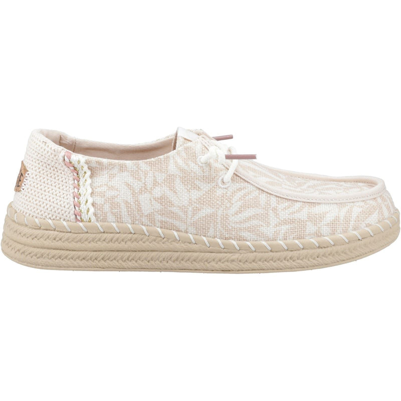 HEYDUDE Wendy Espadrille Retro Palm Cotton Blend Women's Pale Pink/White Espadrilles
