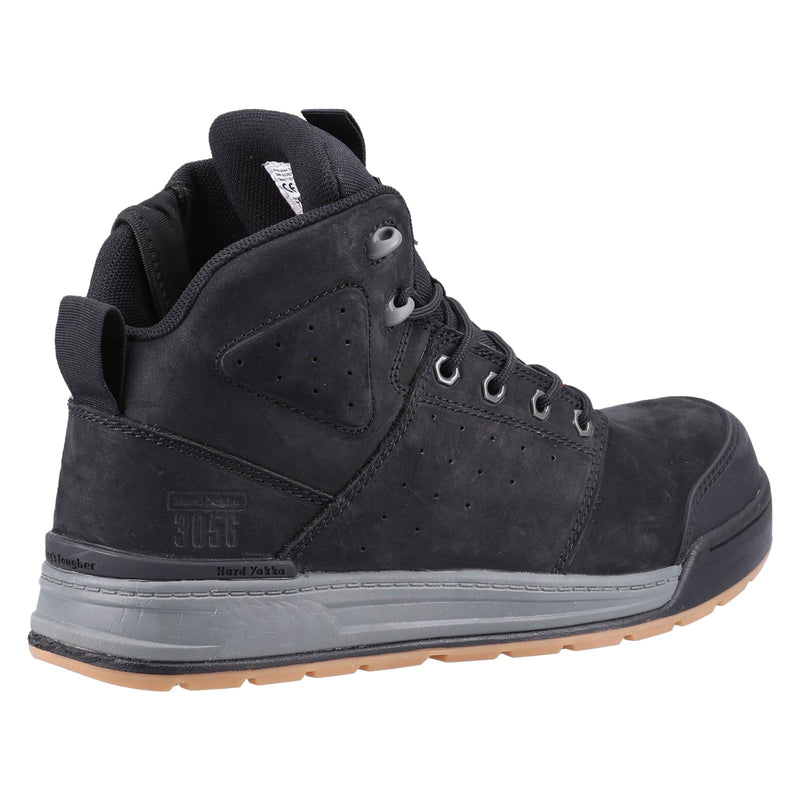 Hard Yakka 3056 Lace Zip Leather Black Safety Boots