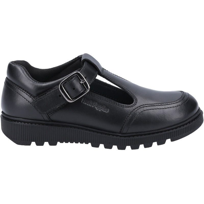 Hush Puppies Kerry Youth Girls Black Leather Shoes