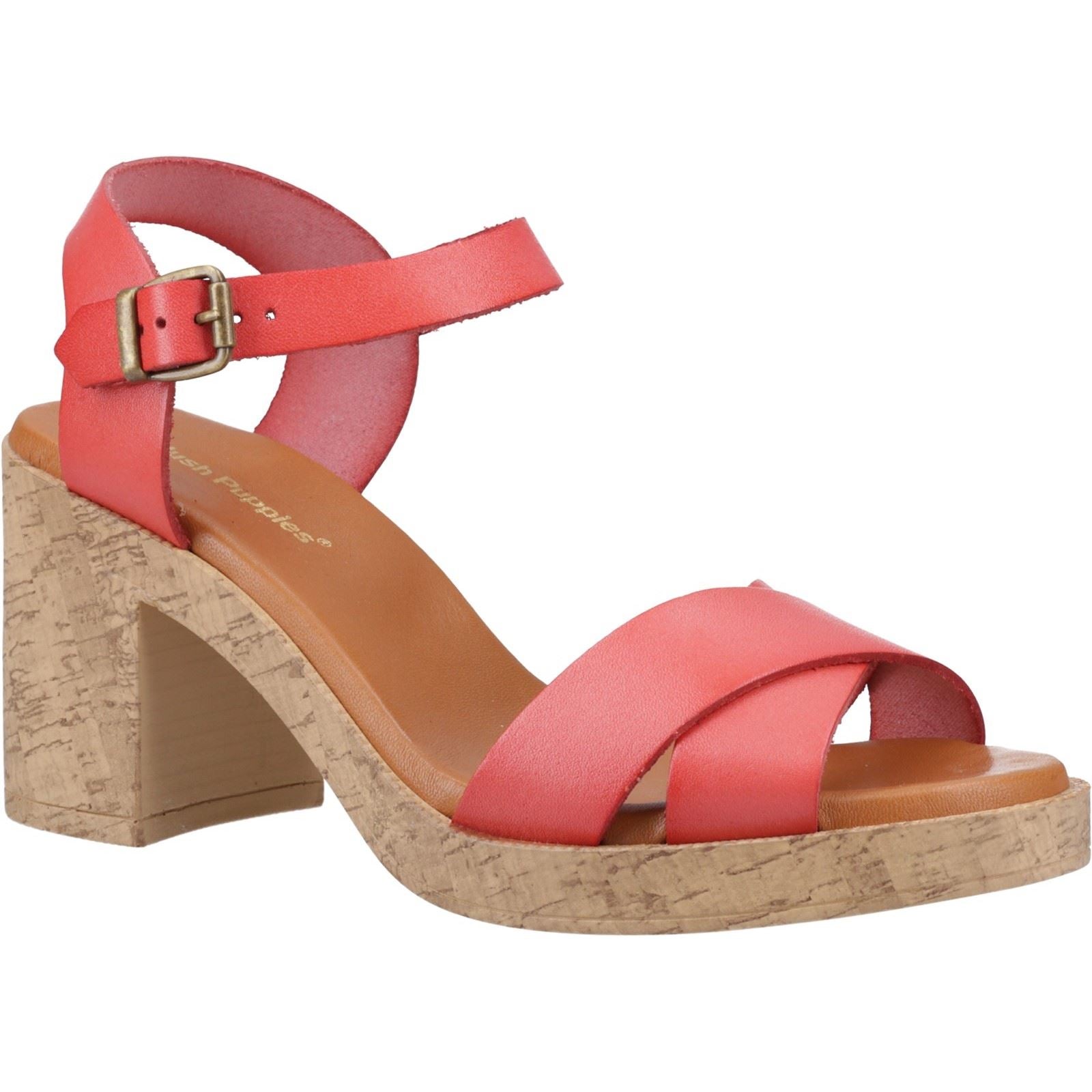 Hush Puppies Georgia Cork Leather Women's Coral Heels