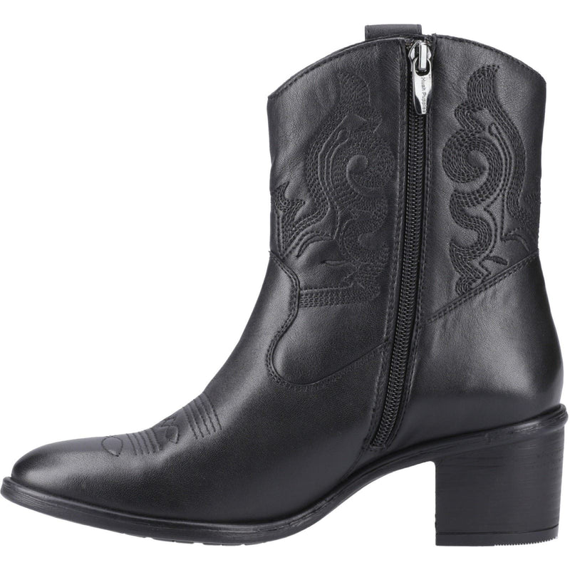 Hush Puppies Wynn Leather Women's Black Heeled Ankle Boots