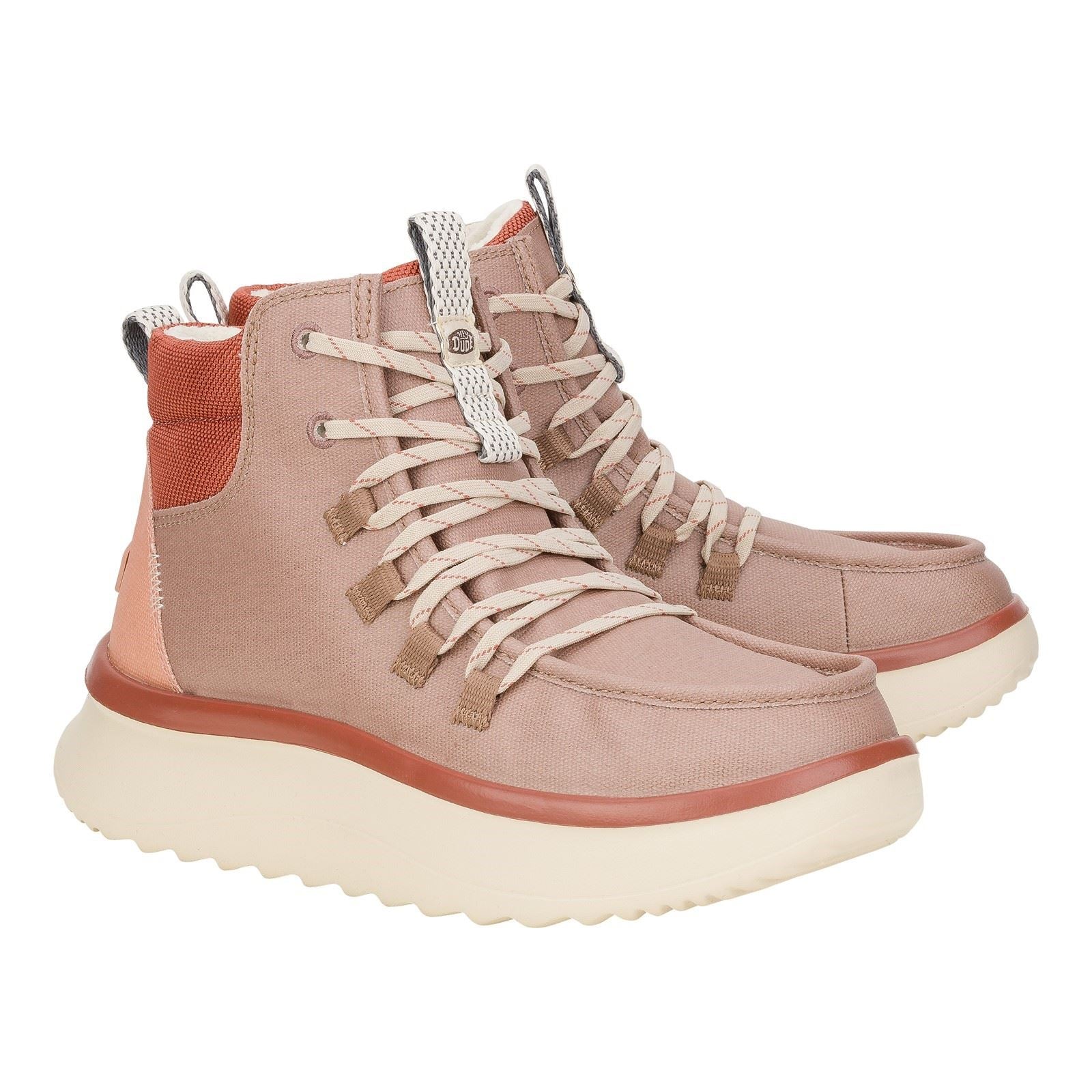 HEYDUDE Wendy Peak Apres PU Coated Canvas Women's Desert Brown Boots