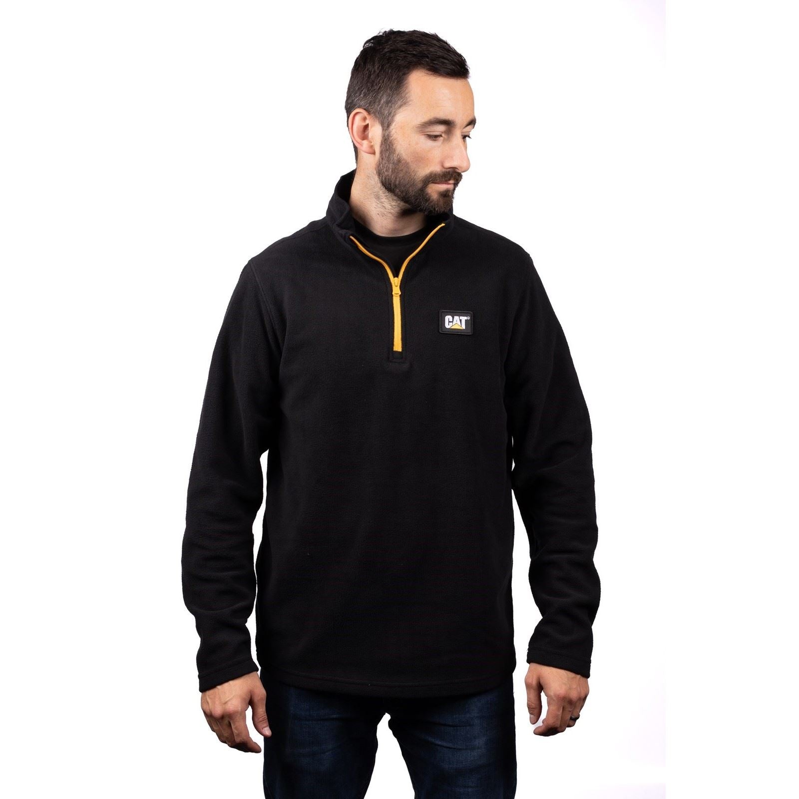 Caterpillar Cat Microfleece Quarter Zip Polyester Men's Black Sweatshirt