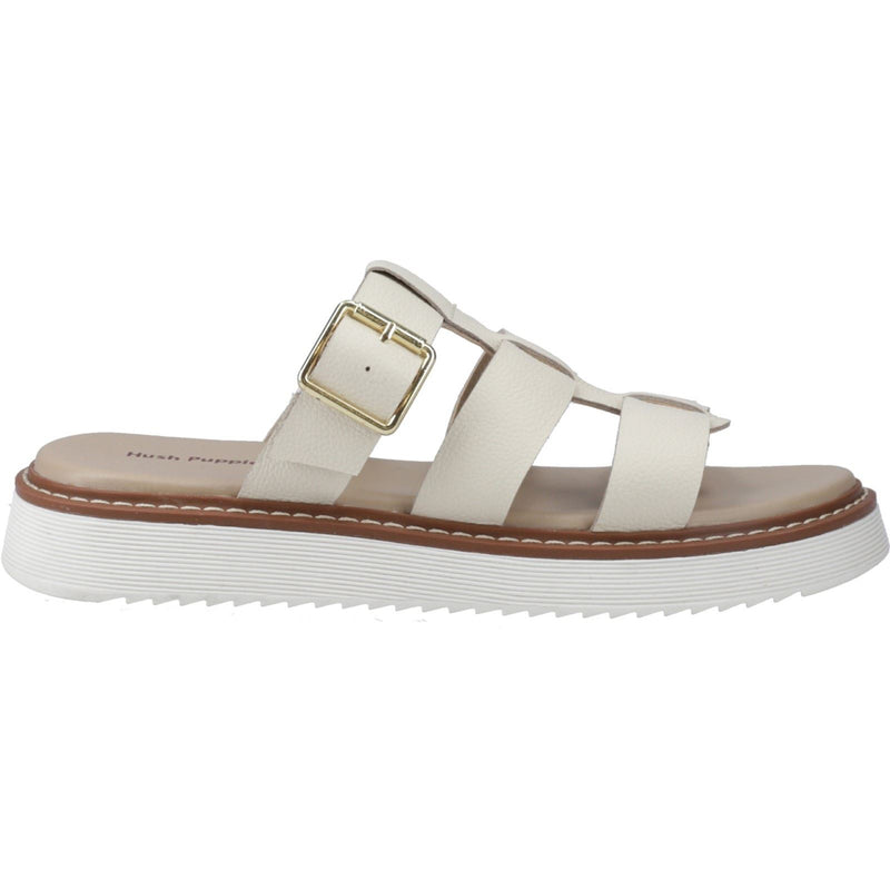 Hush Puppies Celeste Slide Leather Women's Cream Sandals