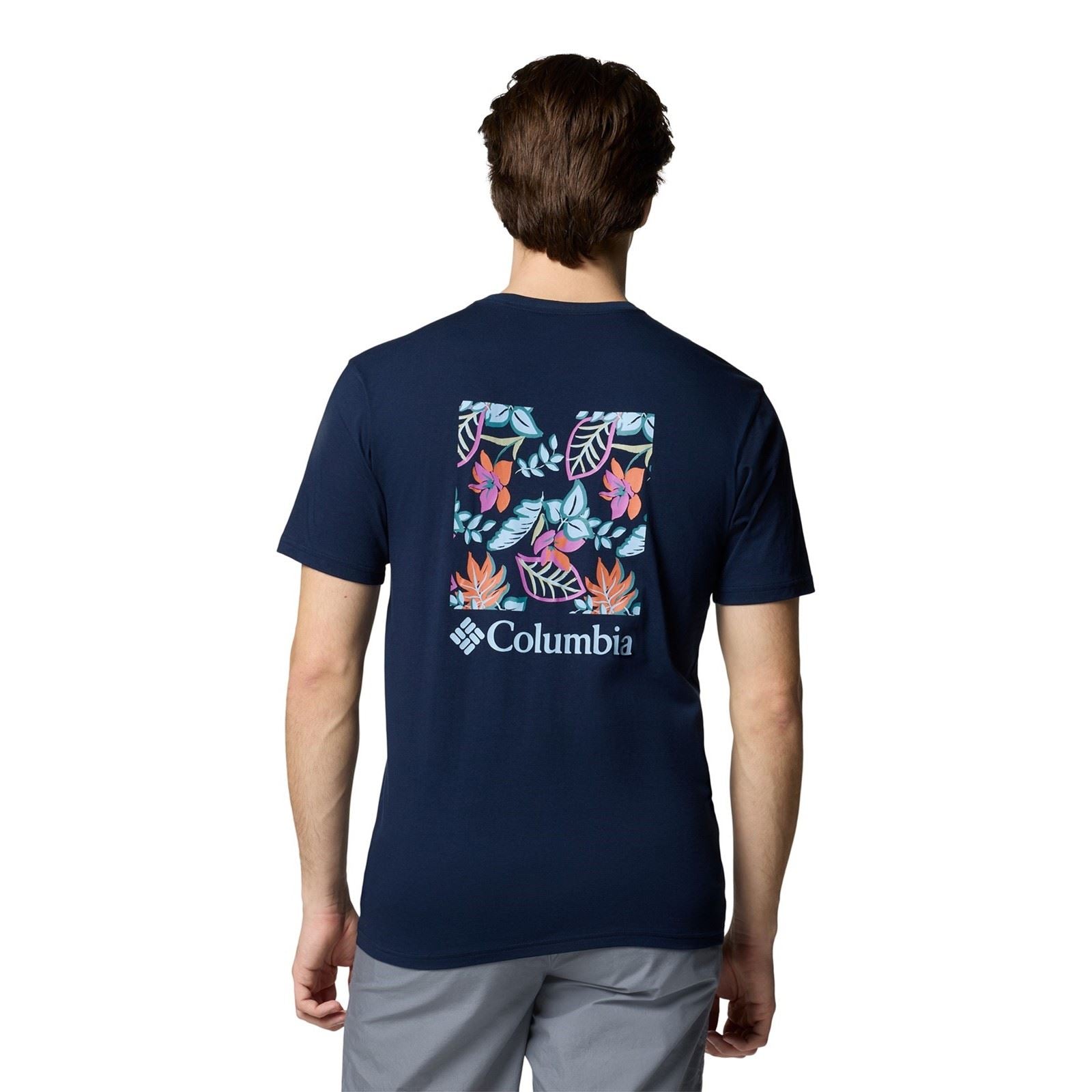 Columbia North Cascades Short Sleeve Tee Cotton Men's Blue Short Sleeve T-Shirts