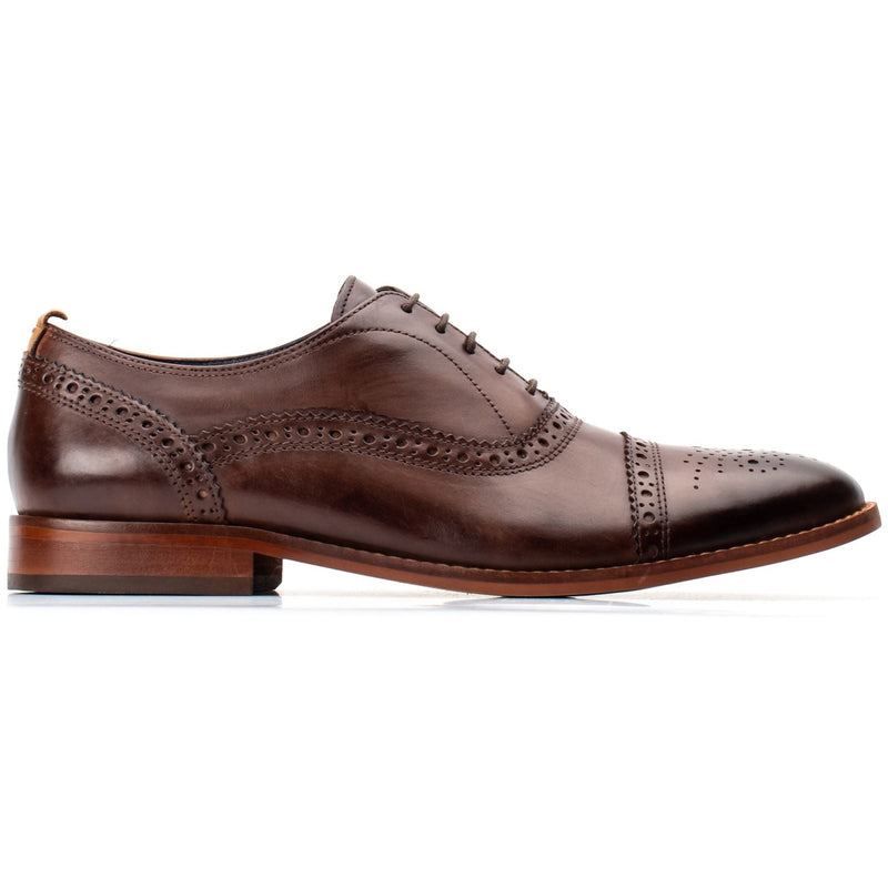 Base London Cast Washed Leather Men's Brown Brogues Shoes