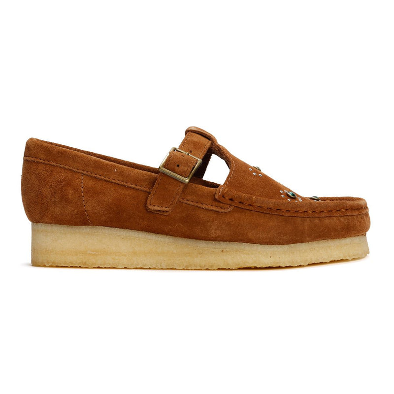 Clarks Originals Wallabee T Bar Suede Women's Brown Shoes