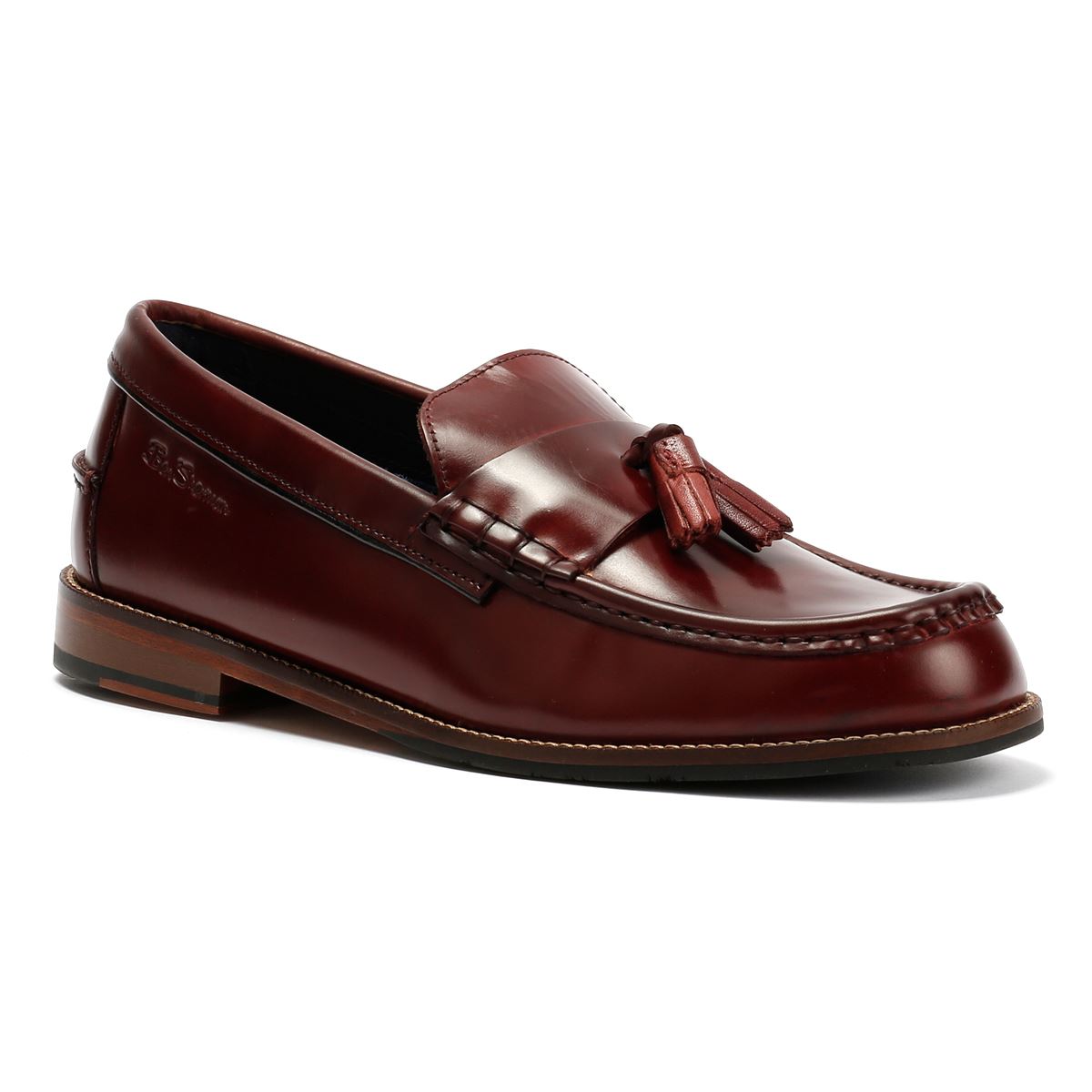 Ben Sherman Sid Brush Off Leather Men's Burgundy Tassel Loafers