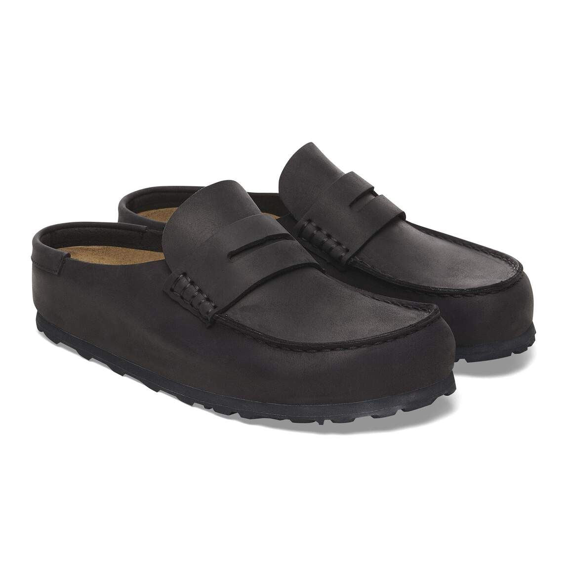 Birkenstock Naples Leather Black Regular Clogs