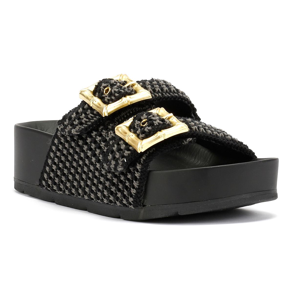 Desert Fleur Super Crochet Women's Black Sandals