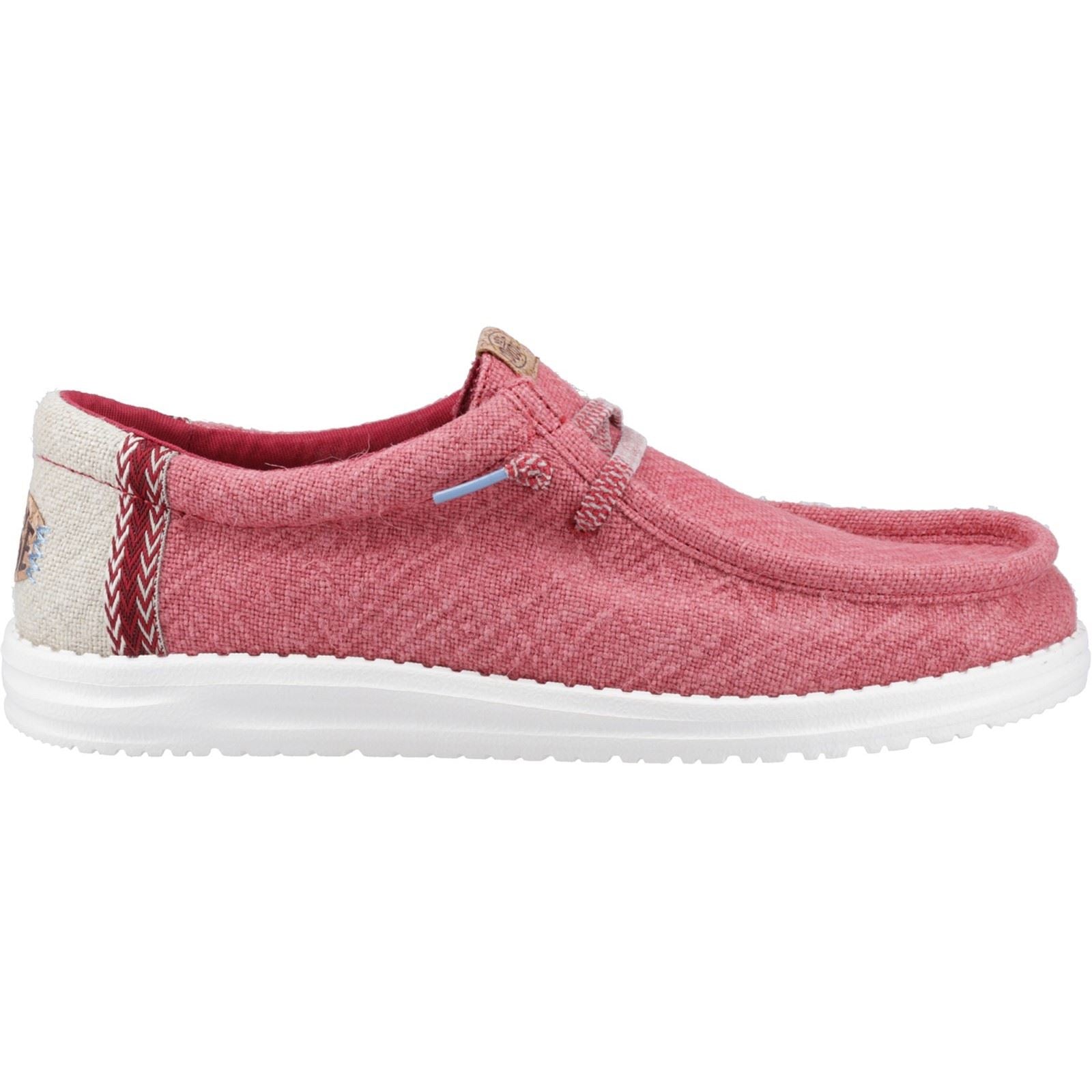 HEYDUDE Wally Jute Jute Men's Claret Red/Silver Birch Moccasins Shoes