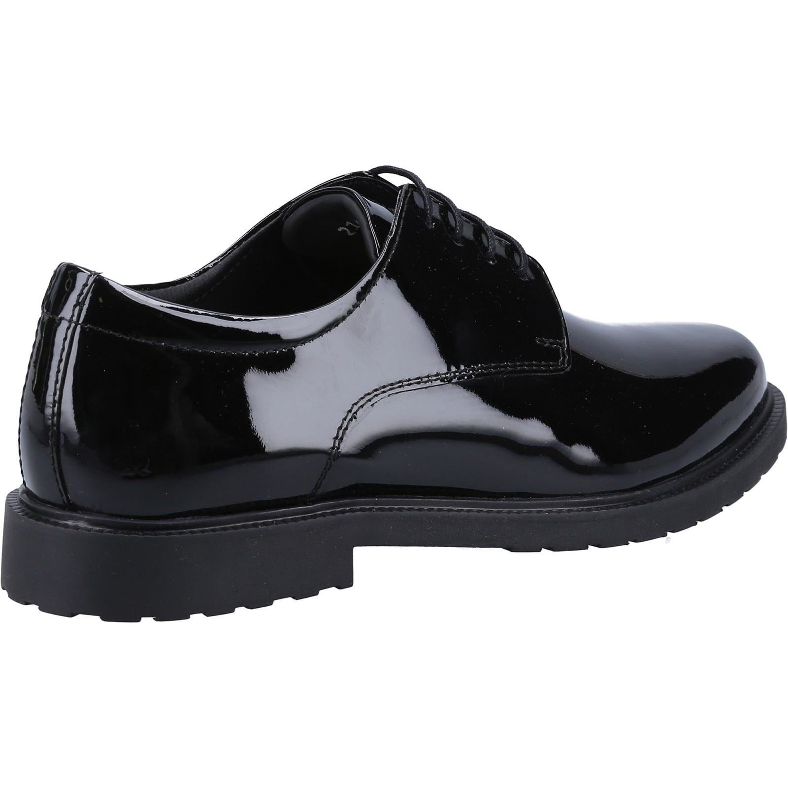Hush Puppies Verity Slip On Leather Women's Patent Black Brogues Shoes