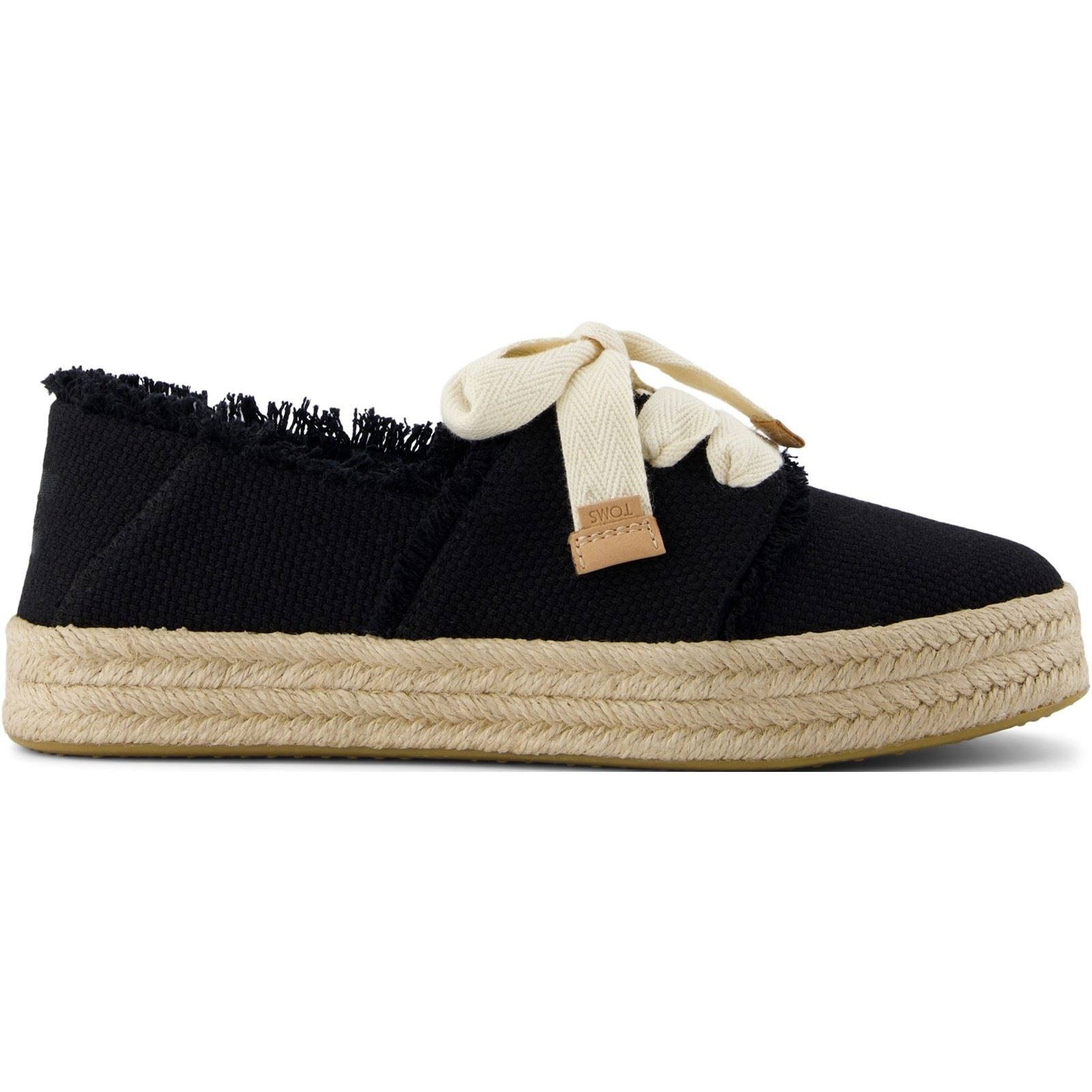 TOMS Carolina Lace Up Cotton Women's Black Beachside Shoes