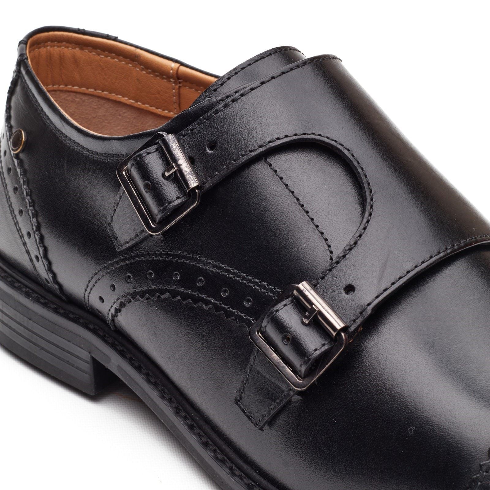 Base London Henley Monk Leather Men's Black Double Monk Shoes