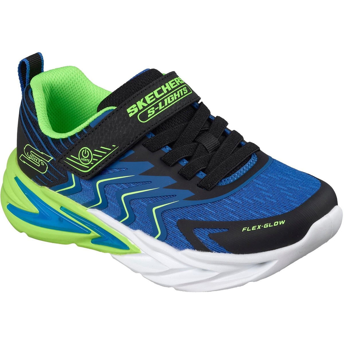 Skechers Flex-Glow Ultra Prism-Pacer Boy's Black & Blue/Lime Trainers
