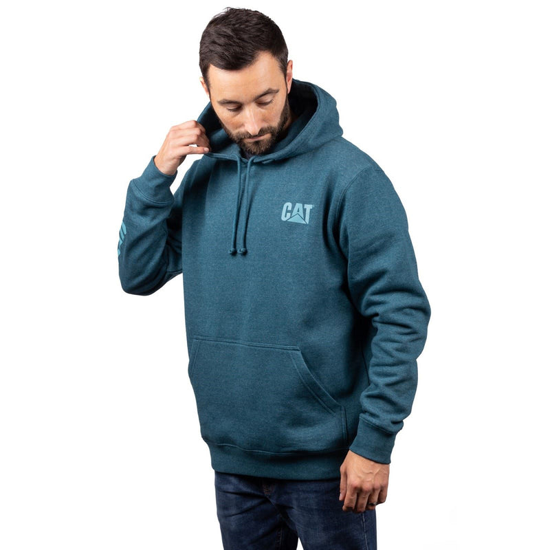 Caterpillar Trademark Banner Cotton Men's Blue Hooded Sweatshirt
