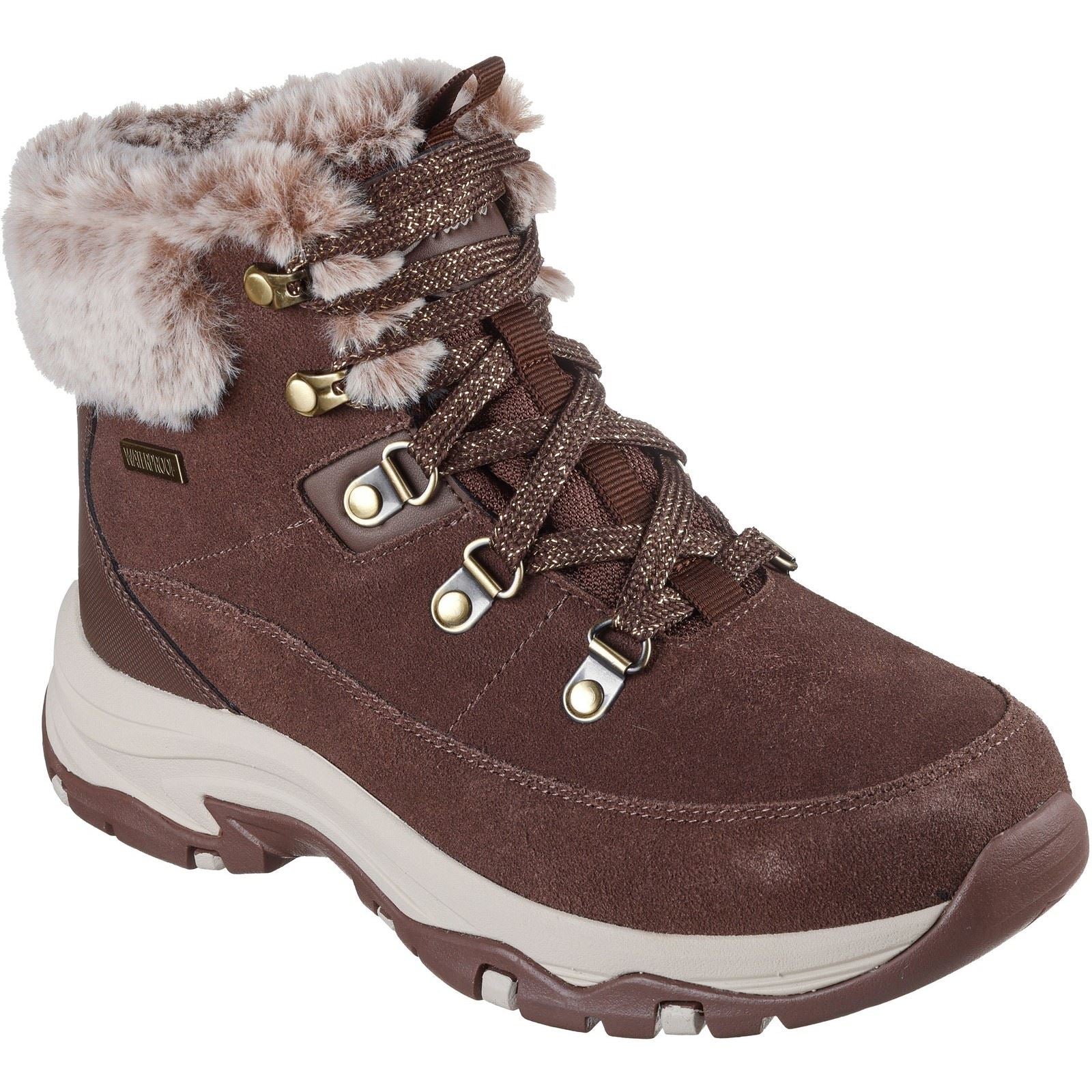 Skechers Trego Snow Worries Leather Women's Chocolate Hiking Boots